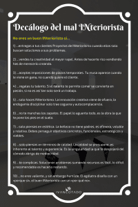 Decálogo del mal INteriorista, infografía diseñada por Iván Cotado sobre errores a evitar